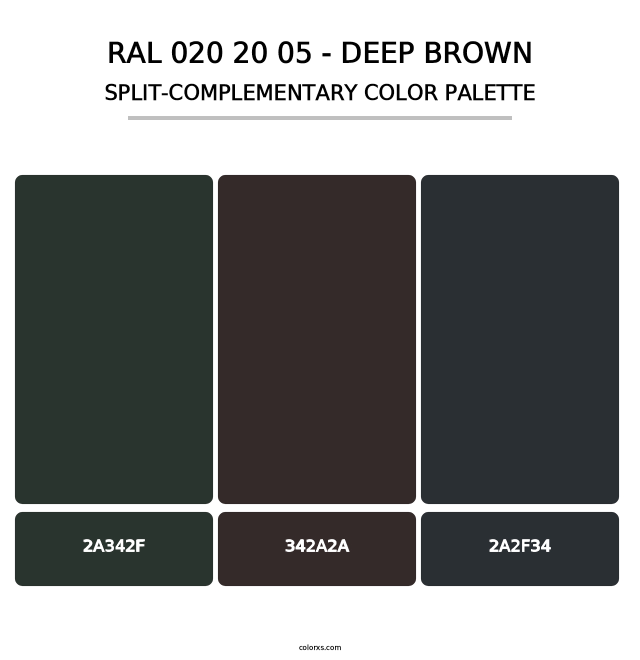 RAL 020 20 05 - Deep Brown - Split-Complementary Color Palette