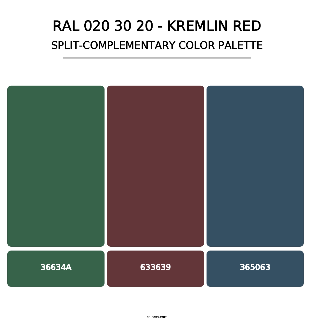 RAL 020 30 20 - Kremlin Red - Split-Complementary Color Palette