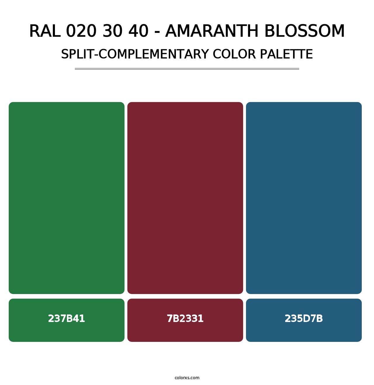RAL 020 30 40 - Amaranth Blossom - Split-Complementary Color Palette