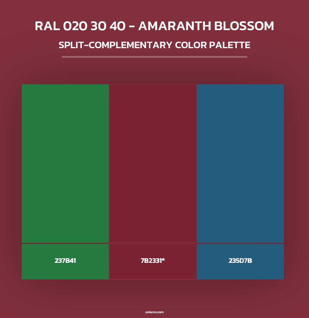 RAL 020 30 40 - Amaranth Blossom - Split-Complementary Color Palette