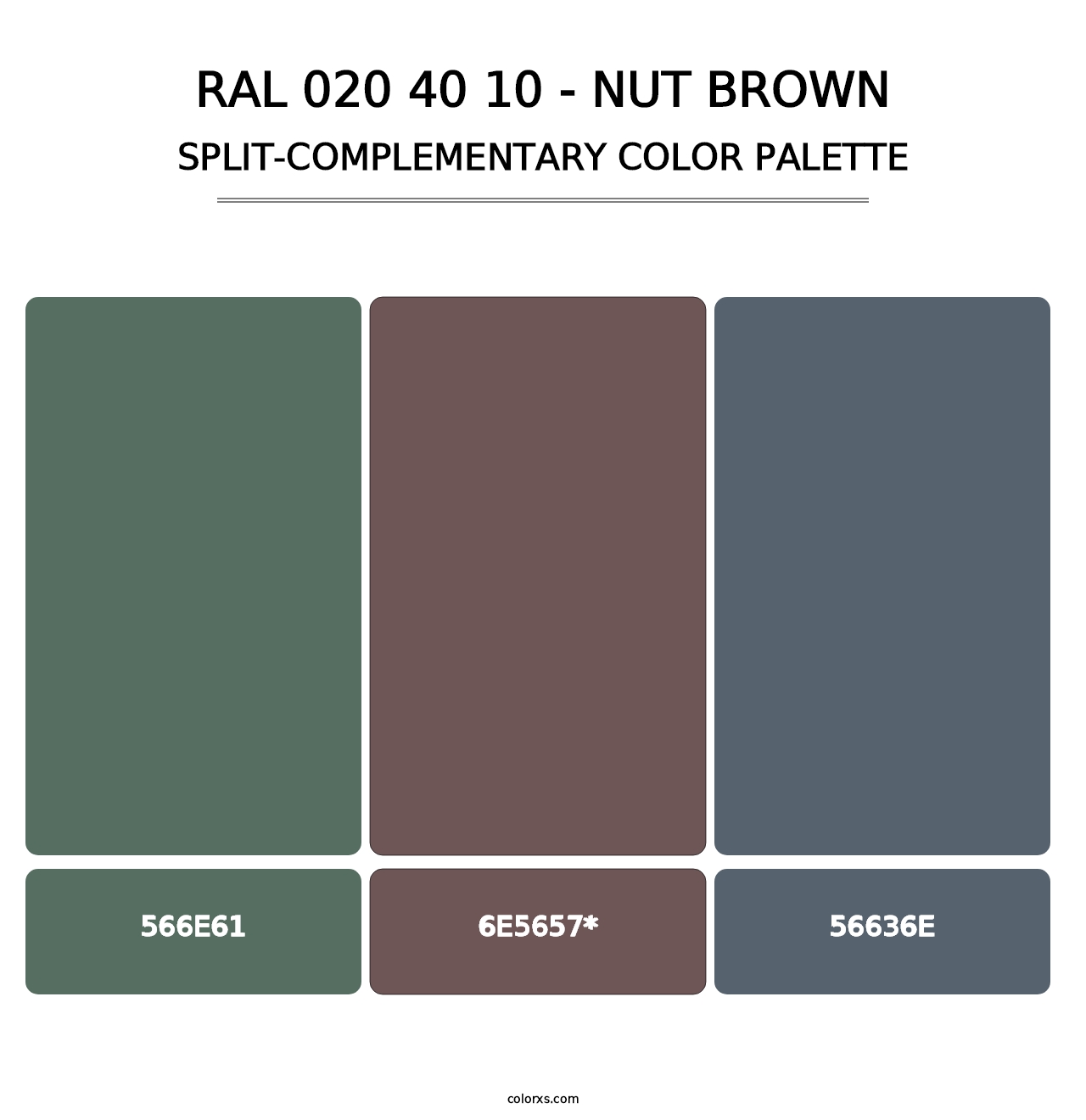 RAL 020 40 10 - Nut Brown - Split-Complementary Color Palette