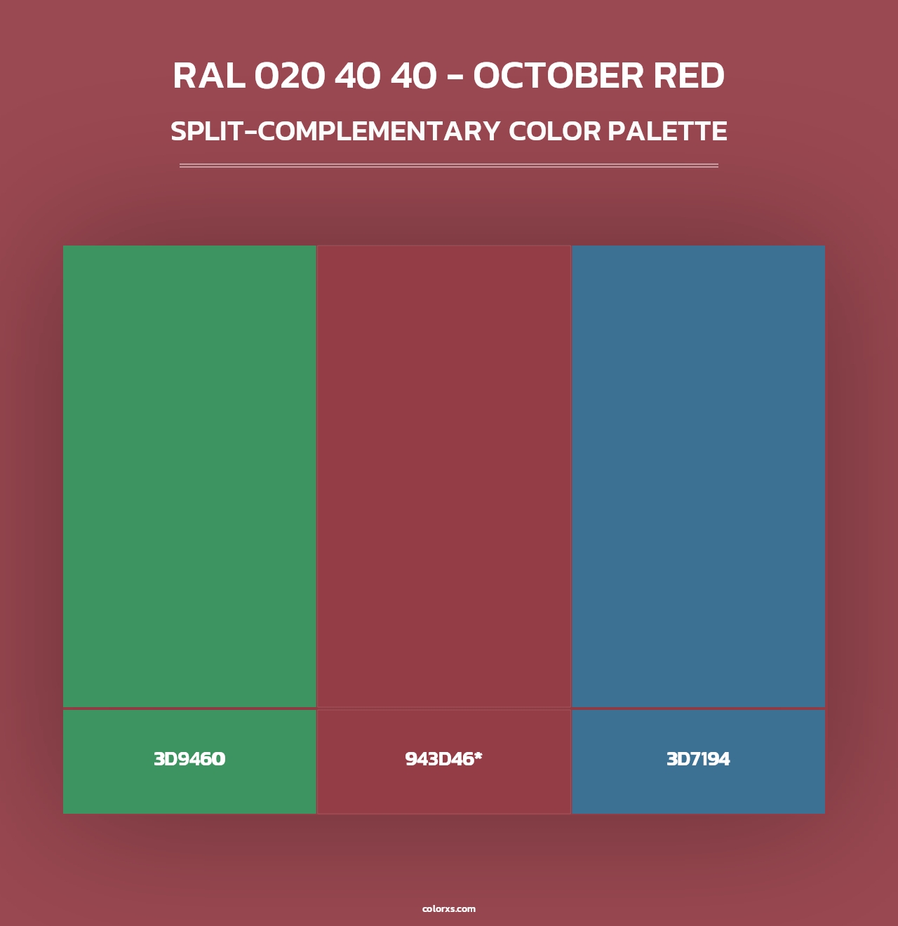 RAL 020 40 40 - October Red - Split-Complementary Color Palette