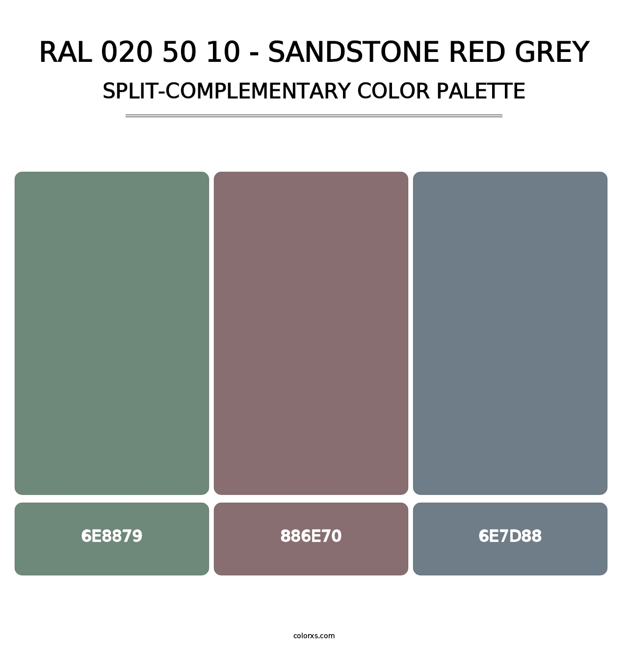 RAL 020 50 10 - Sandstone Red Grey - Split-Complementary Color Palette