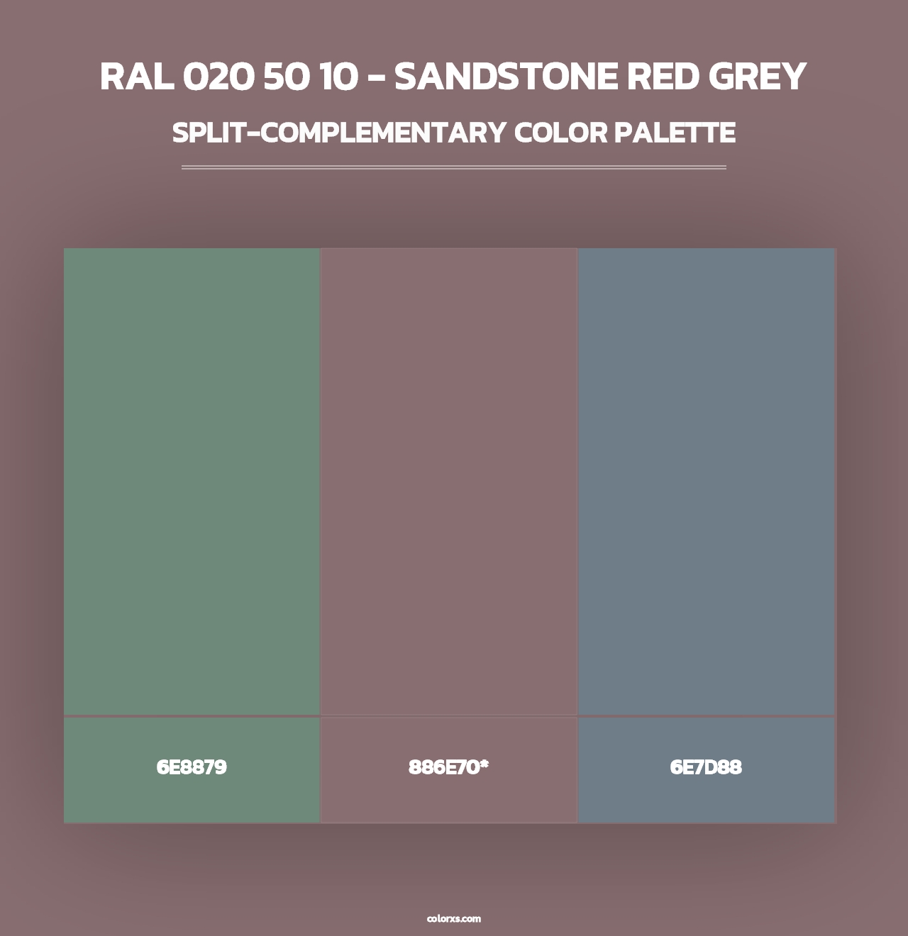 RAL 020 50 10 - Sandstone Red Grey - Split-Complementary Color Palette