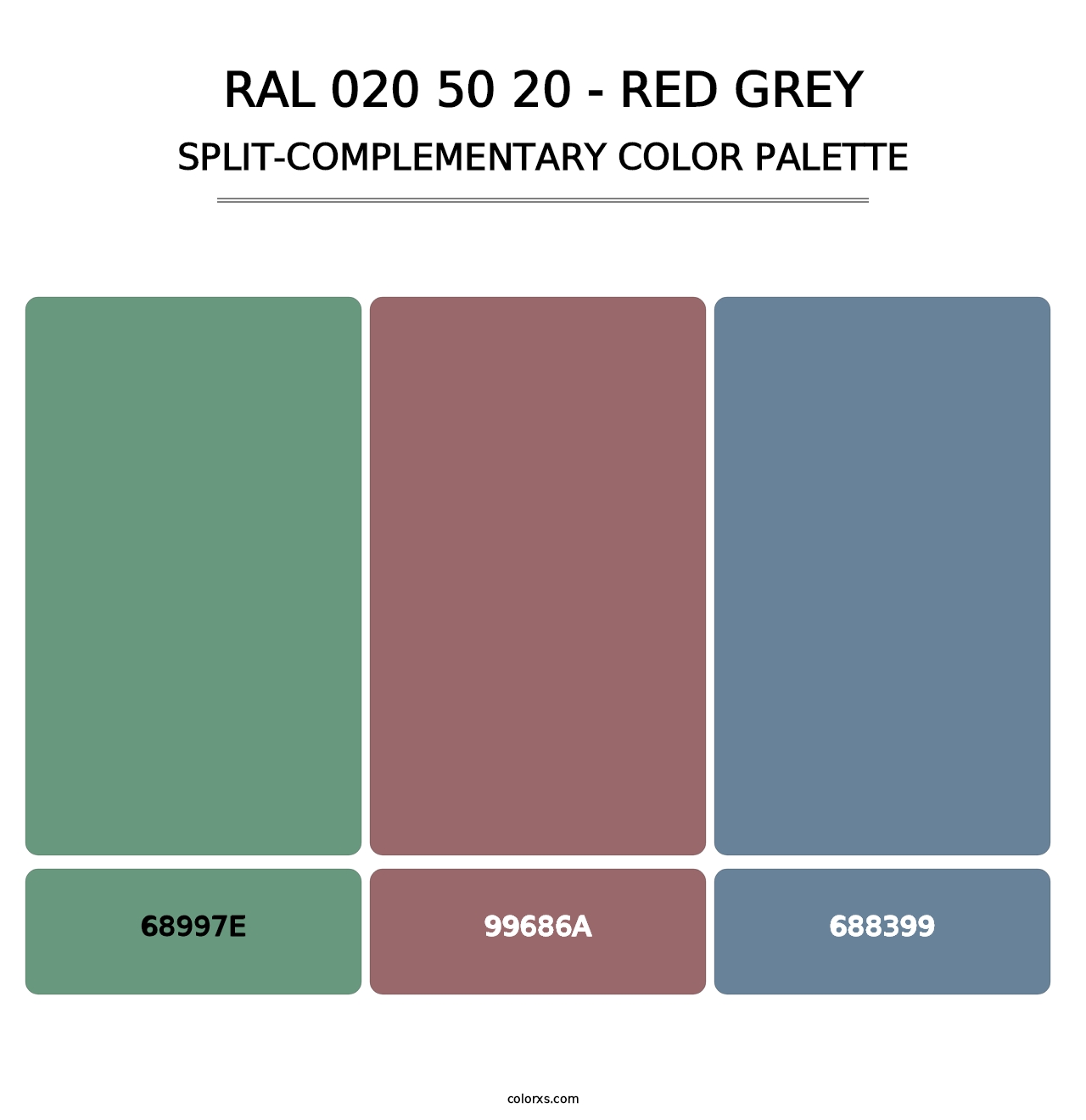 RAL 020 50 20 - Red Grey - Split-Complementary Color Palette