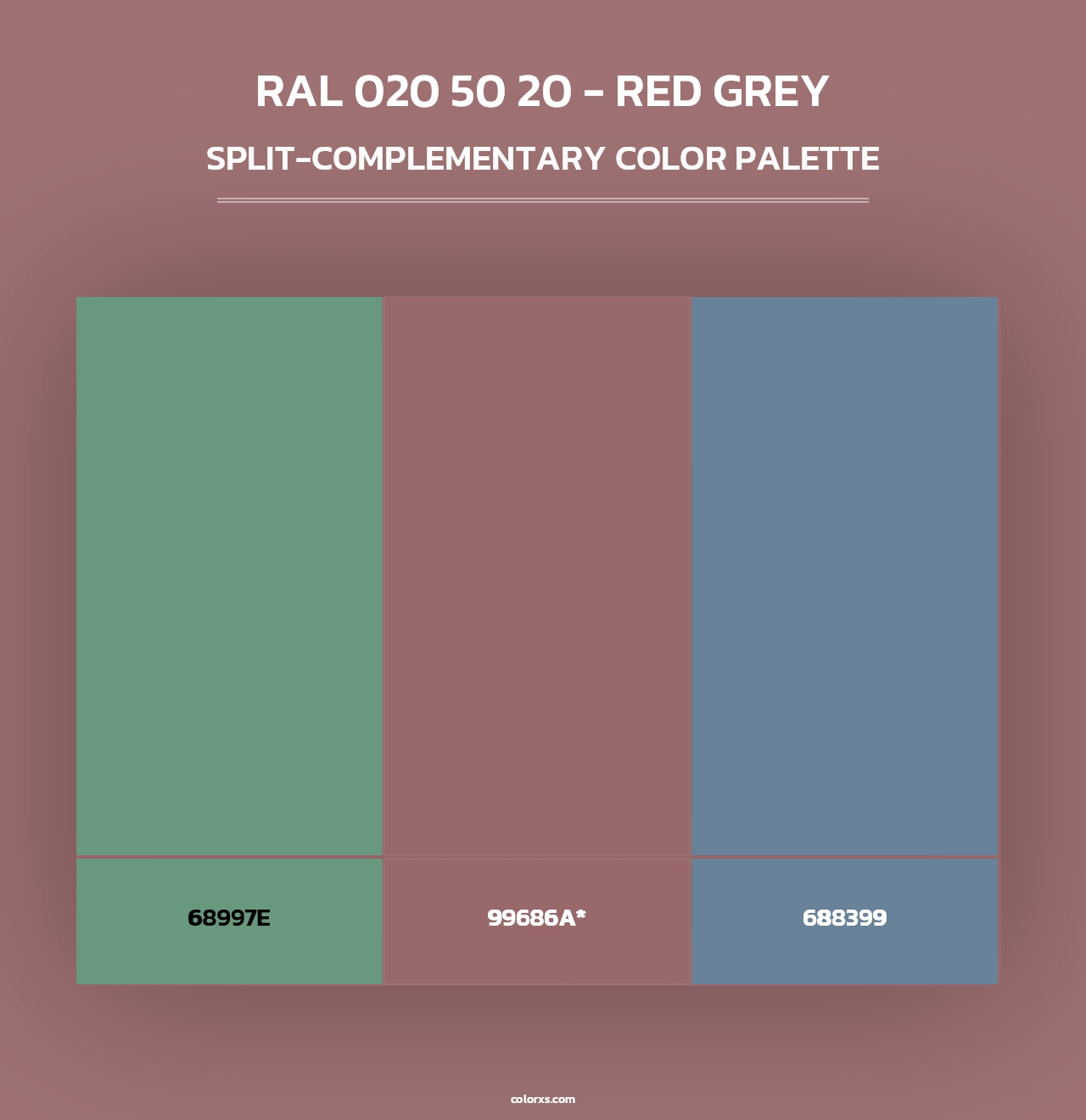 RAL 020 50 20 - Red Grey - Split-Complementary Color Palette