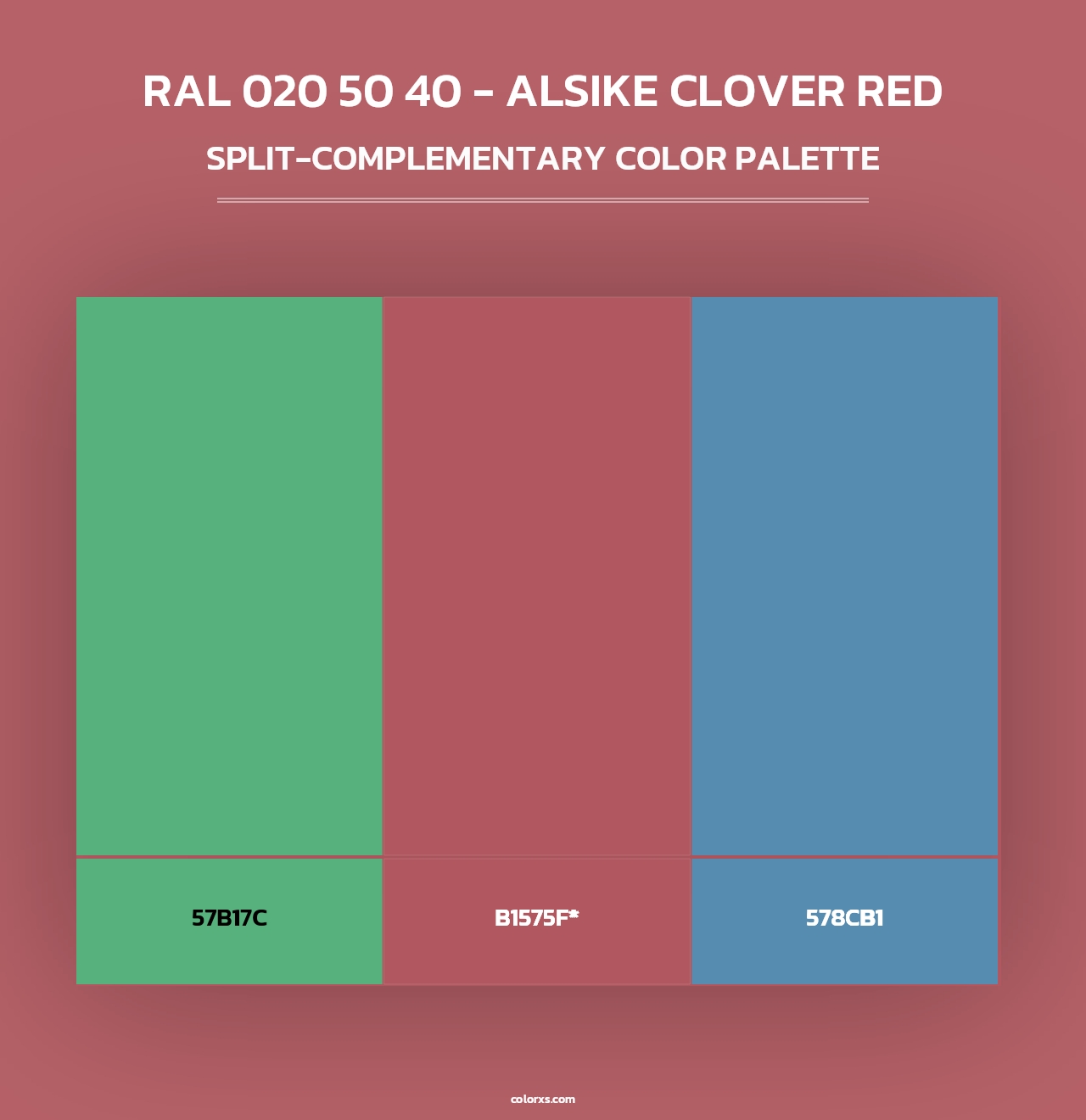 RAL 020 50 40 - Alsike Clover Red - Split-Complementary Color Palette