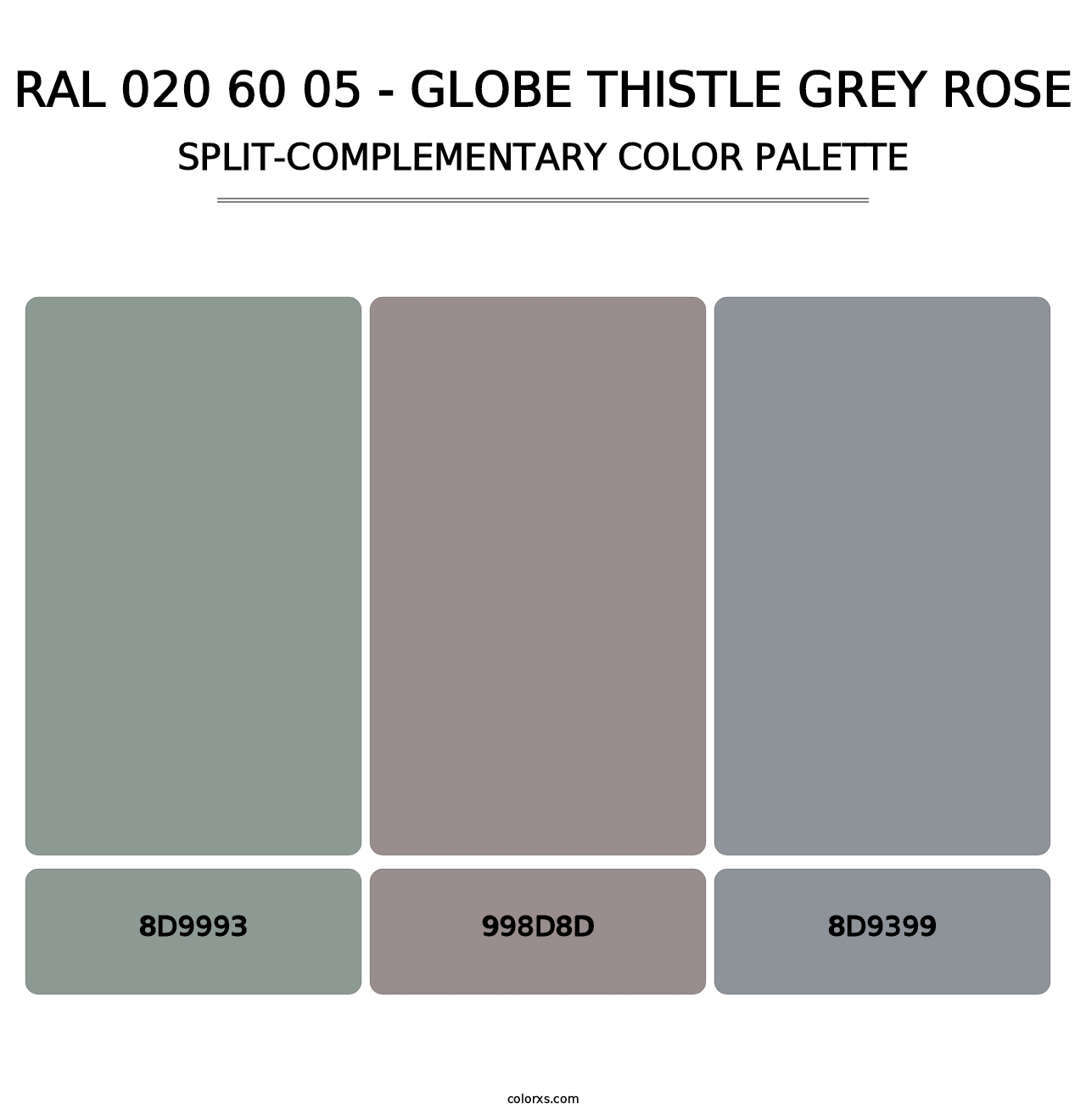 RAL 020 60 05 - Globe Thistle Grey Rose - Split-Complementary Color Palette