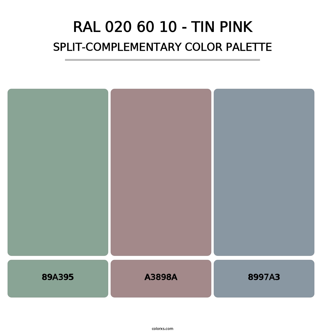RAL 020 60 10 - Tin Pink - Split-Complementary Color Palette
