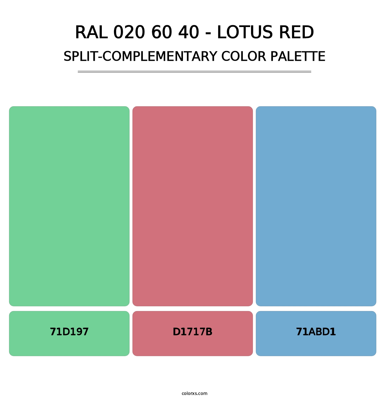 RAL 020 60 40 - Lotus Red - Split-Complementary Color Palette