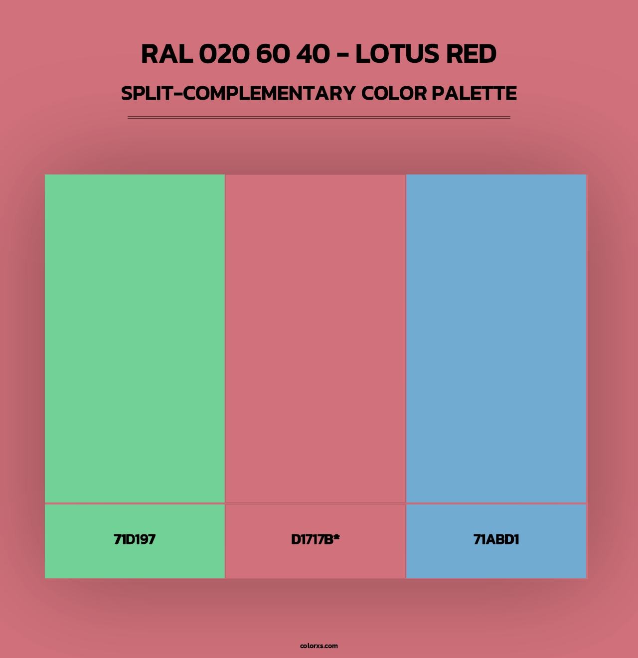 RAL 020 60 40 - Lotus Red - Split-Complementary Color Palette