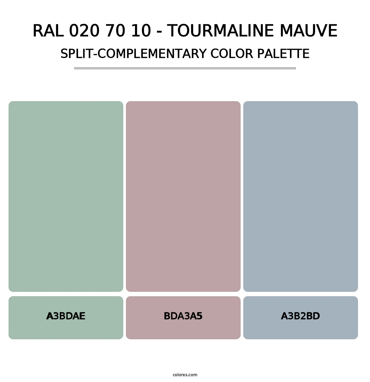 RAL 020 70 10 - Tourmaline Mauve - Split-Complementary Color Palette