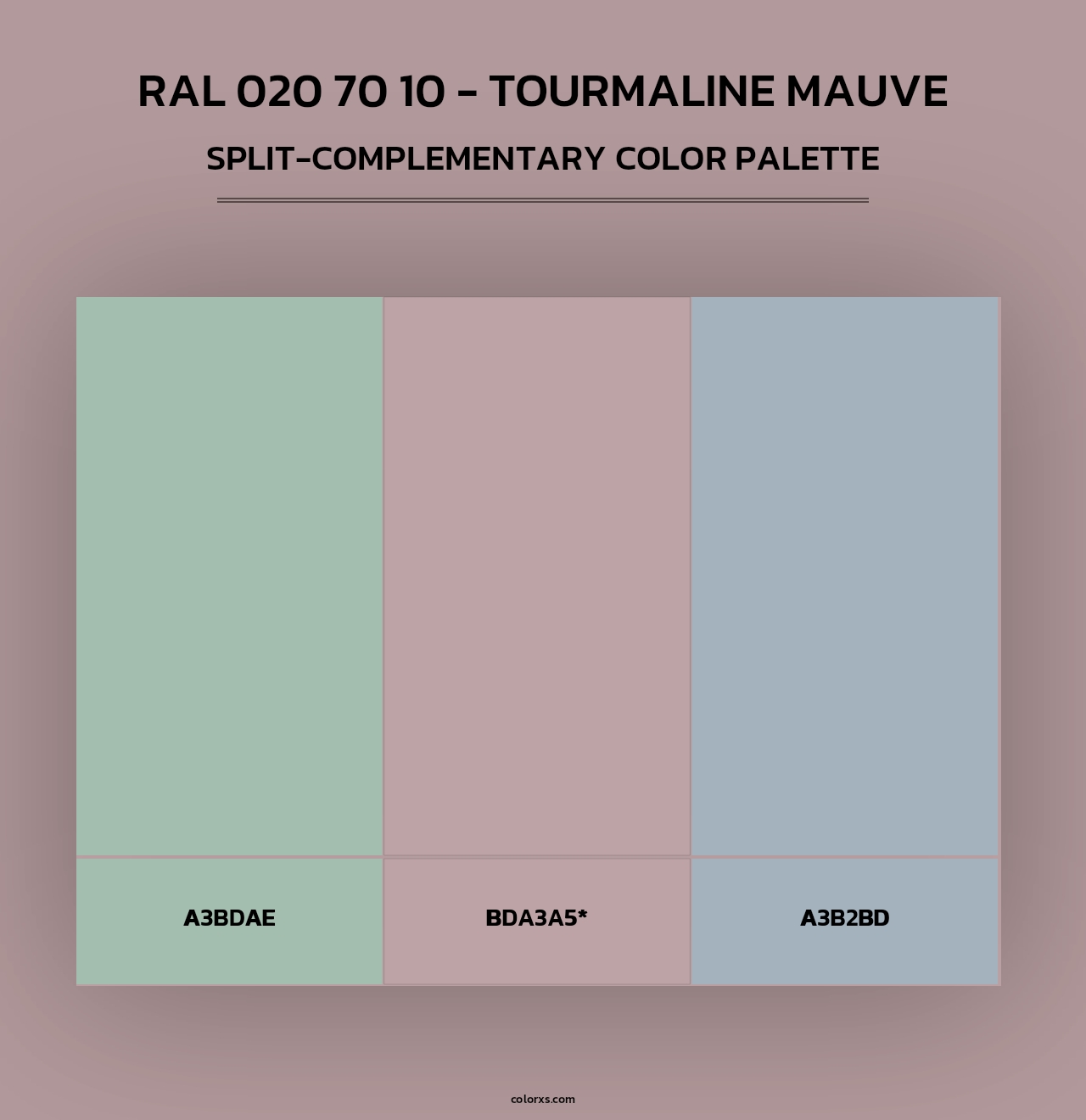 RAL 020 70 10 - Tourmaline Mauve - Split-Complementary Color Palette