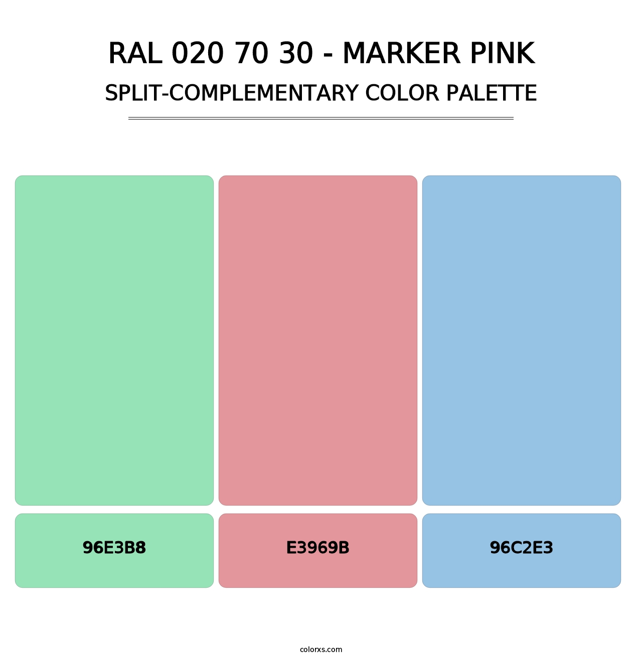 RAL 020 70 30 - Marker Pink - Split-Complementary Color Palette