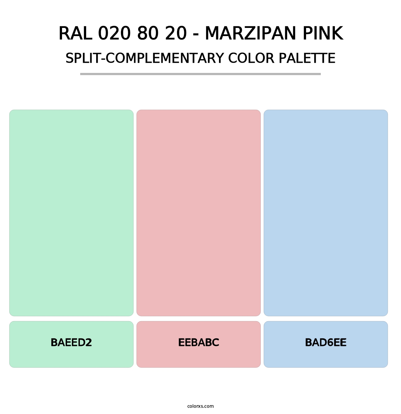 RAL 020 80 20 - Marzipan Pink - Split-Complementary Color Palette
