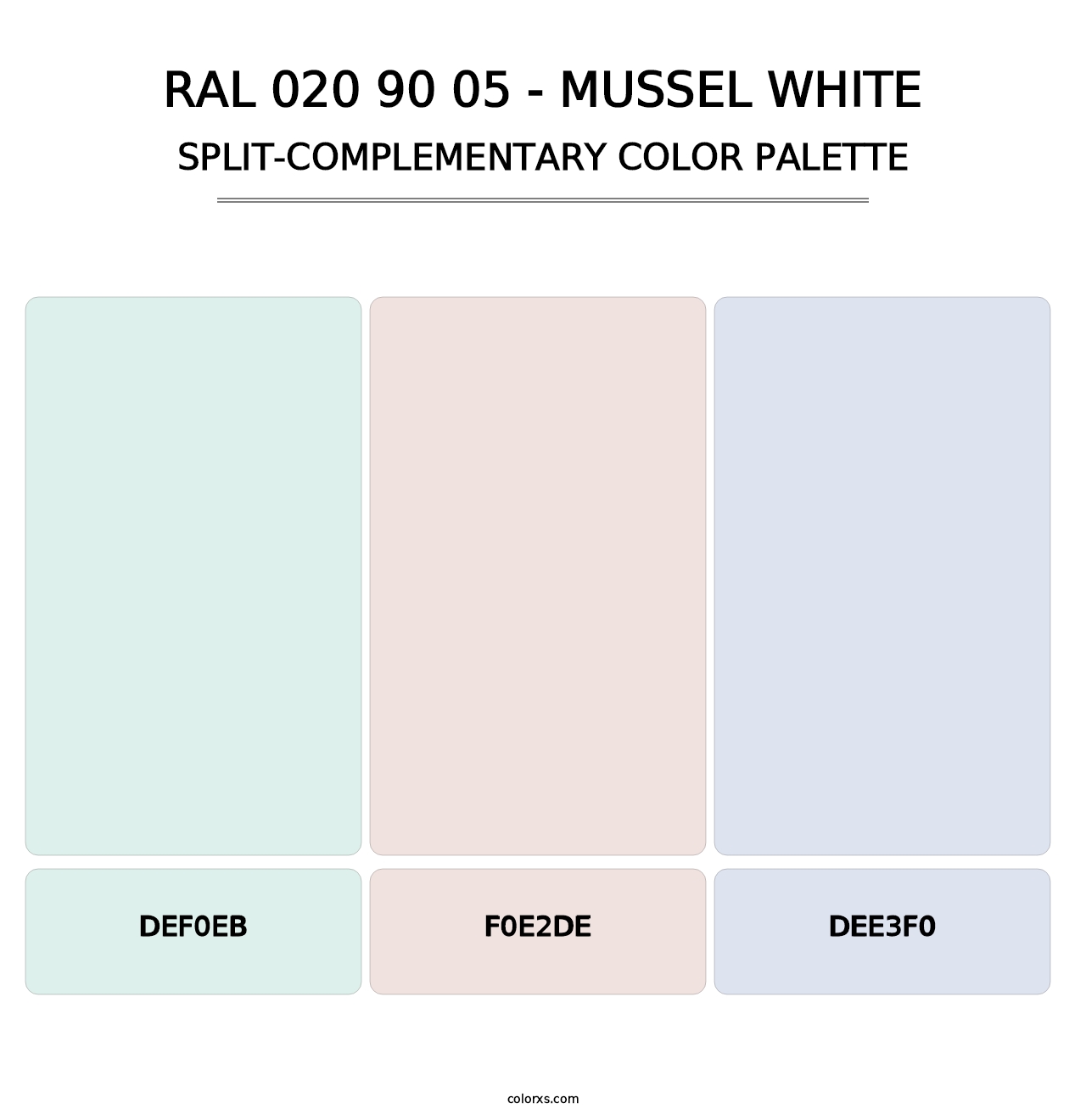 RAL 020 90 05 - Mussel White - Split-Complementary Color Palette
