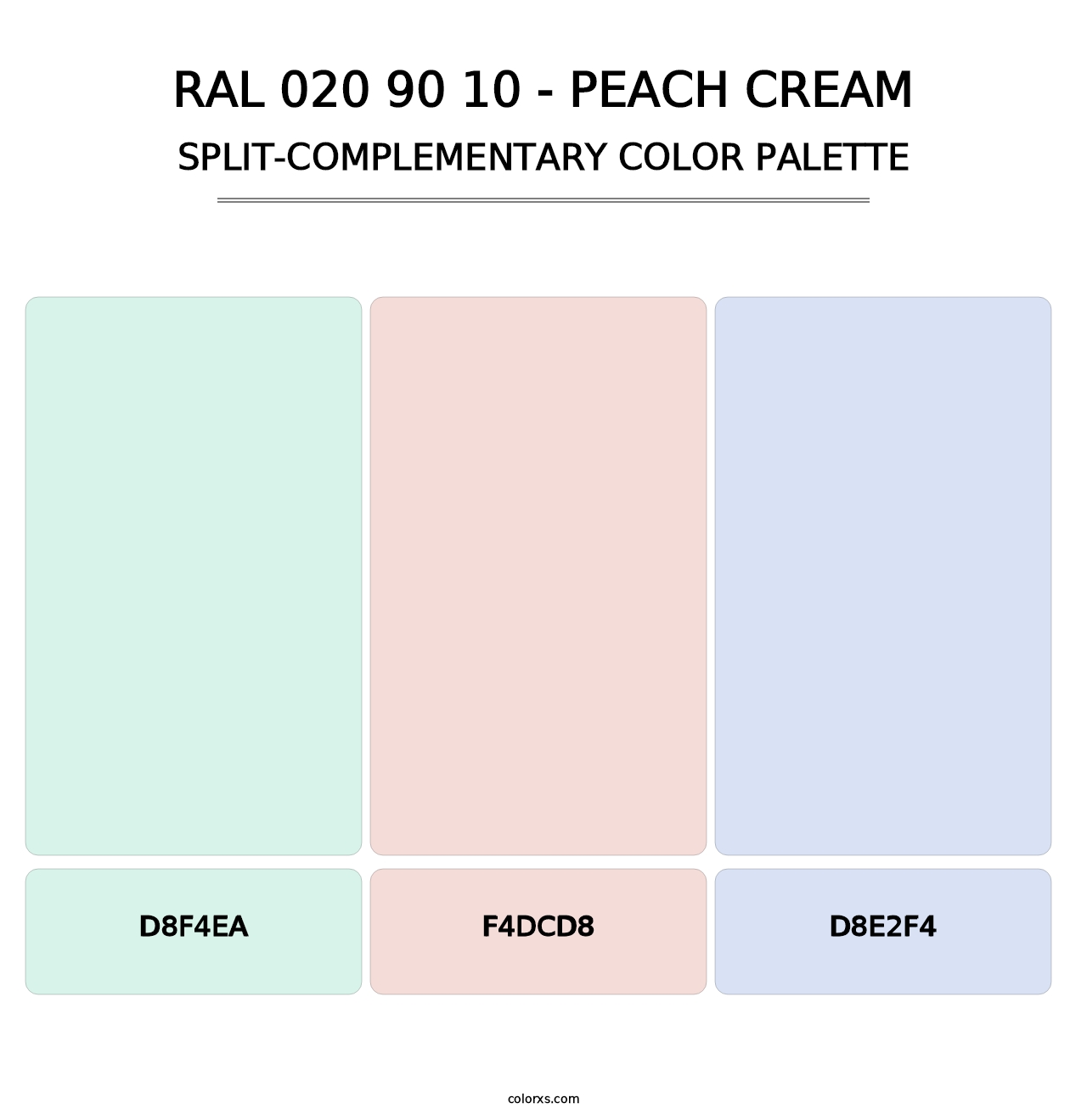 RAL 020 90 10 - Peach Cream - Split-Complementary Color Palette