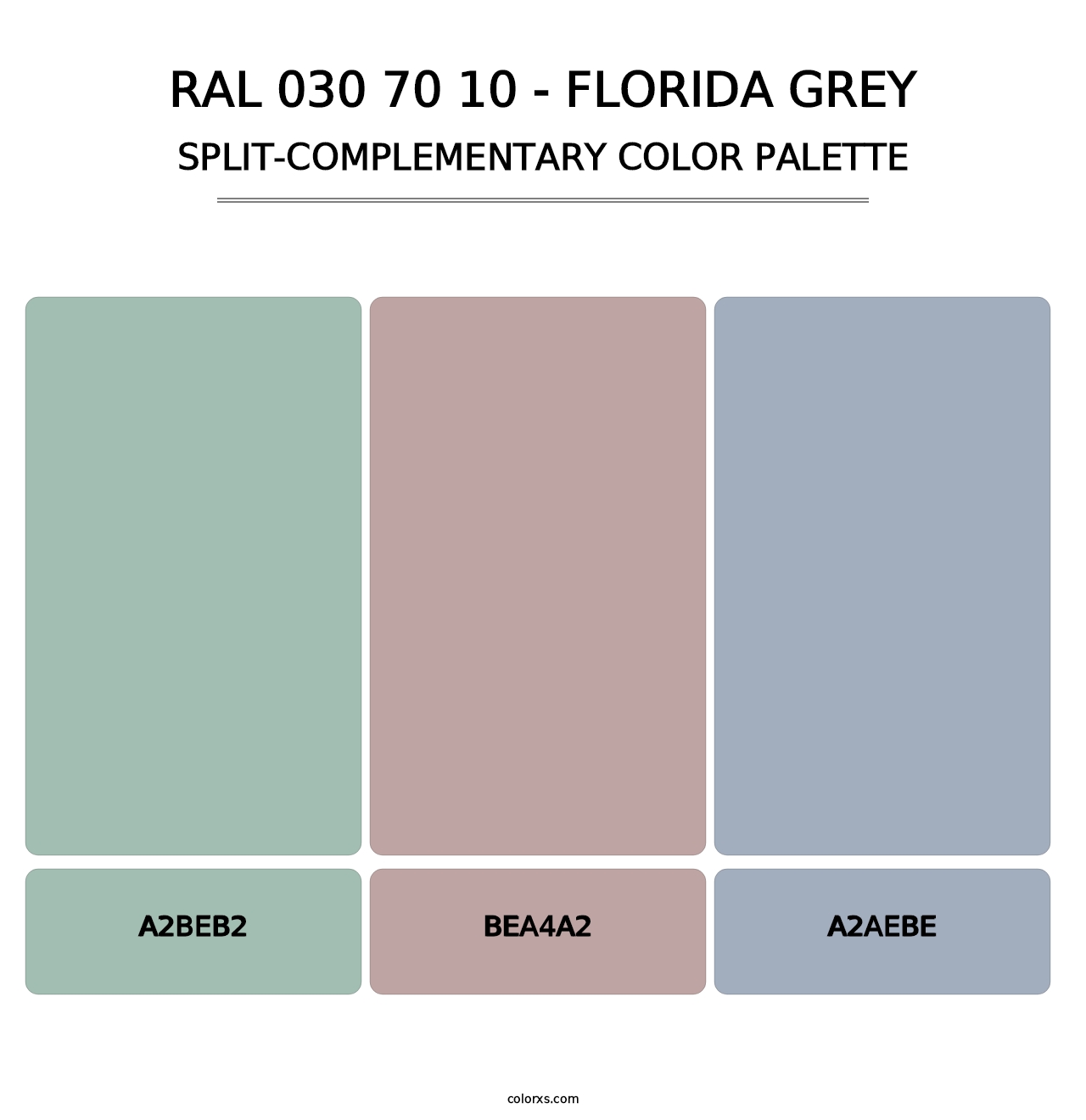 RAL 030 70 10 - Florida Grey - Split-Complementary Color Palette