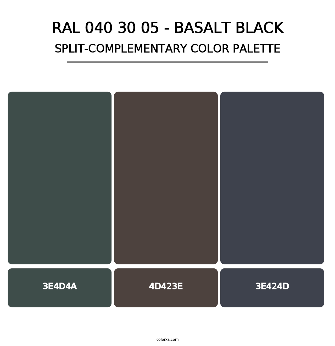 RAL 040 30 05 - Basalt Black - Split-Complementary Color Palette