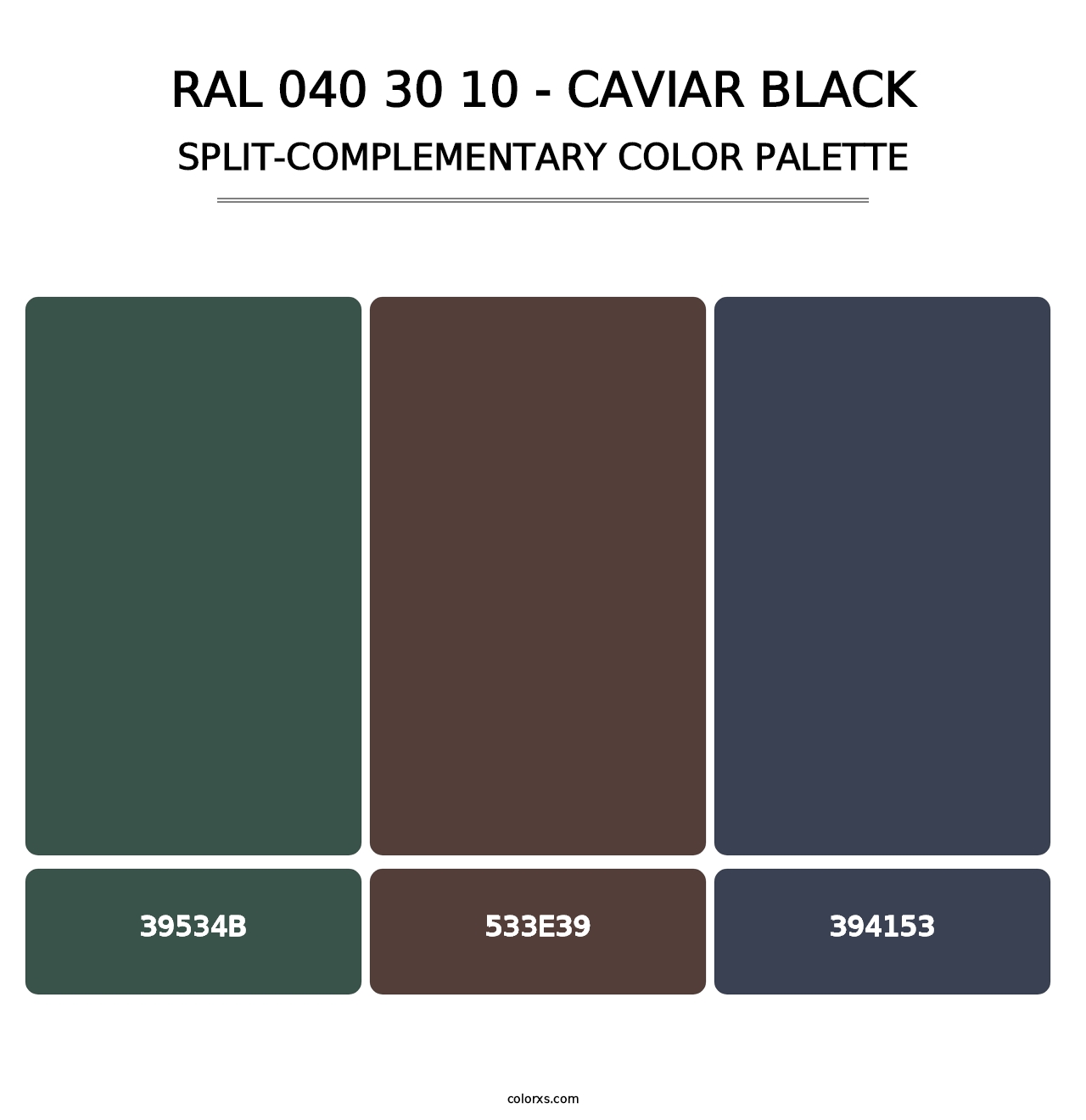 RAL 040 30 10 - Caviar Black - Split-Complementary Color Palette