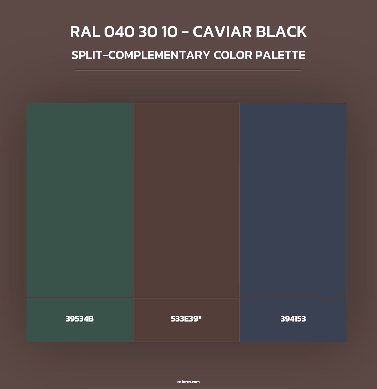 RAL 040 30 10 - Caviar Black - Split-Complementary Color Palette
