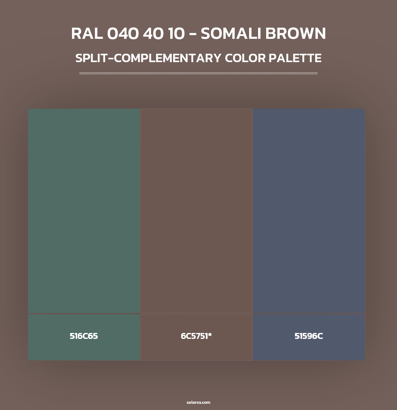 RAL 040 40 10 - Somali Brown - Split-Complementary Color Palette