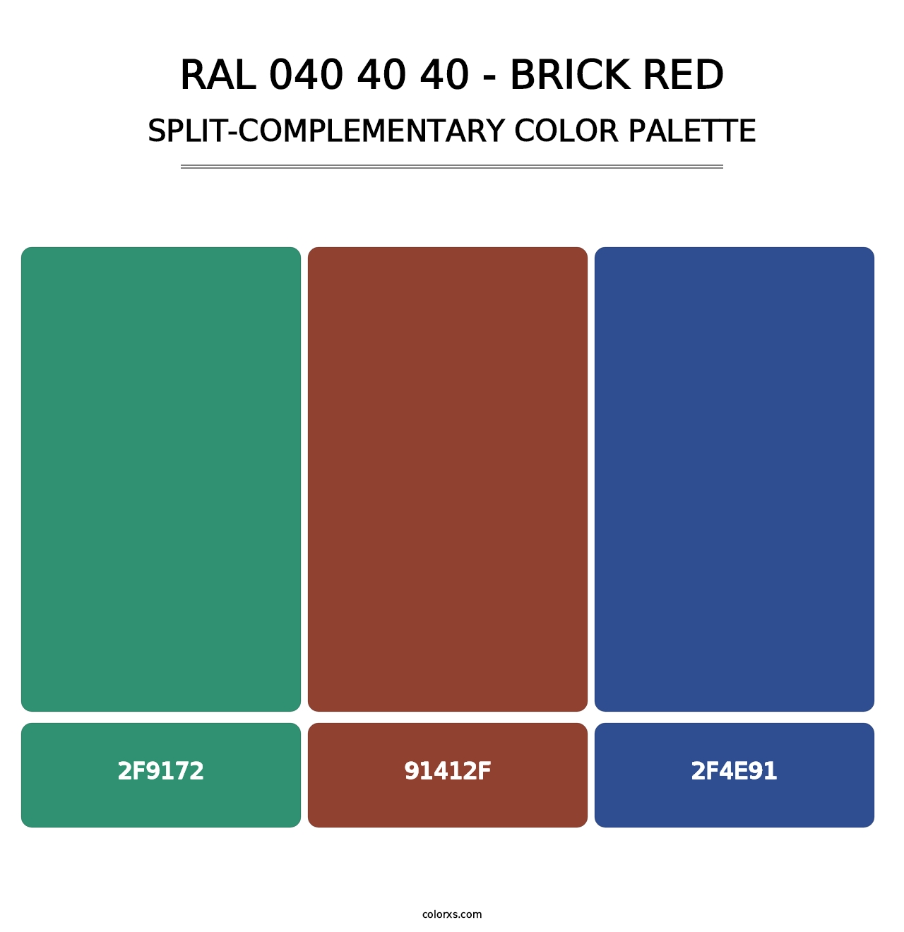 RAL 040 40 40 - Brick Red - Split-Complementary Color Palette