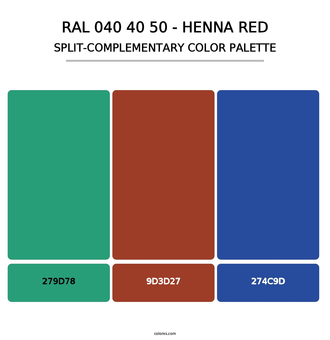 RAL 040 40 50 - Henna Red - Split-Complementary Color Palette