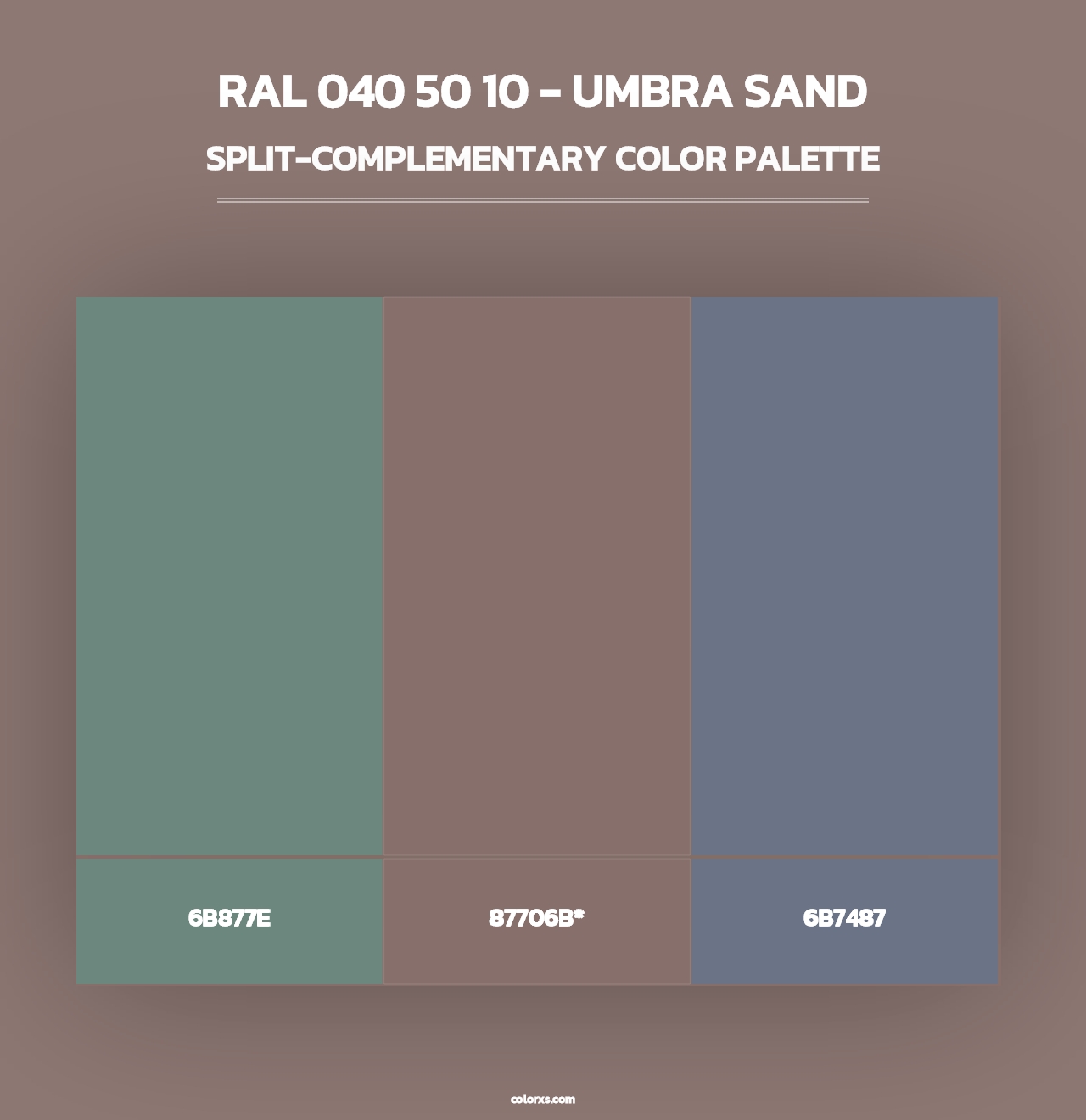 RAL 040 50 10 - Umbra Sand - Split-Complementary Color Palette