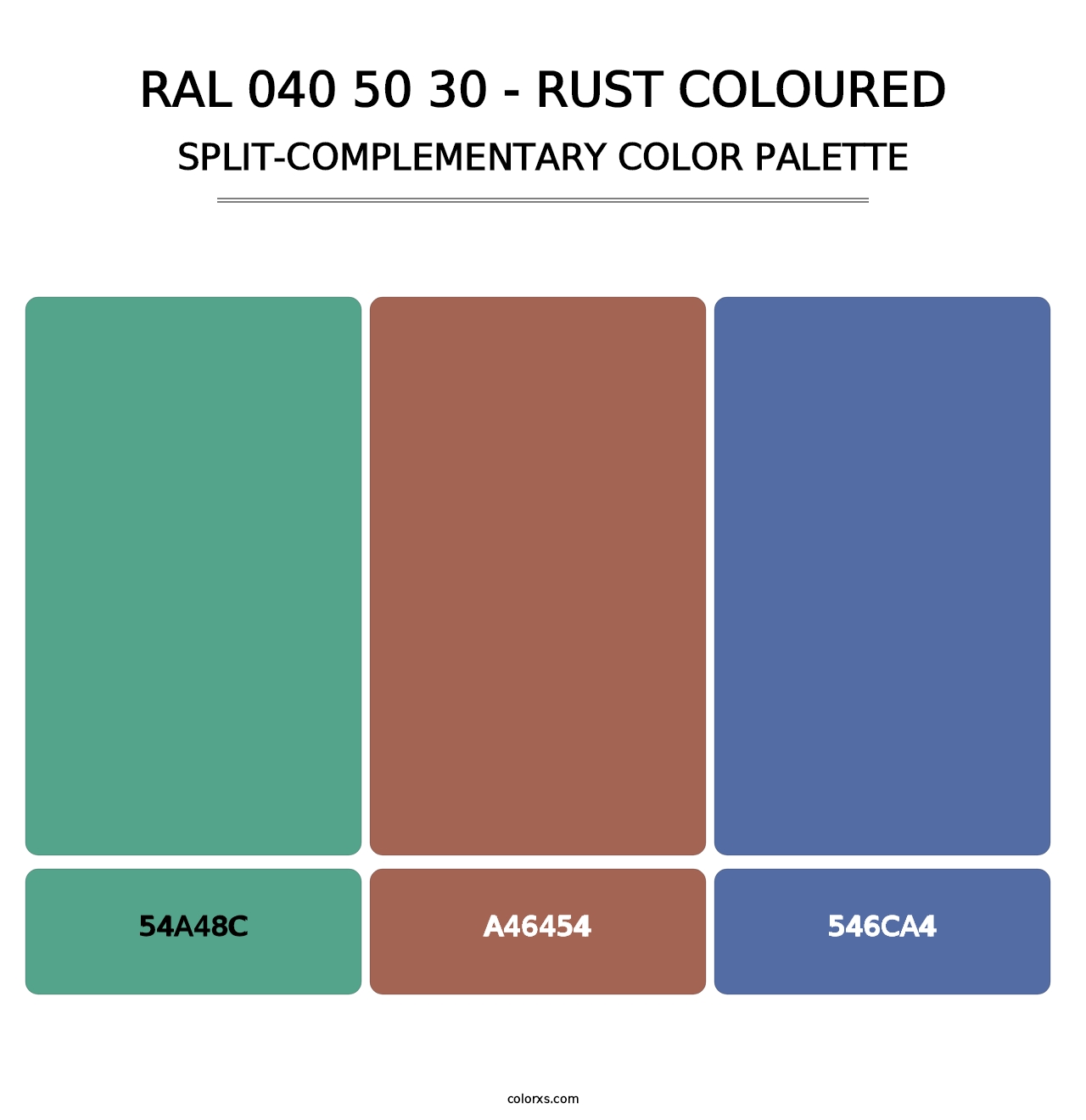 RAL 040 50 30 - Rust Coloured - Split-Complementary Color Palette