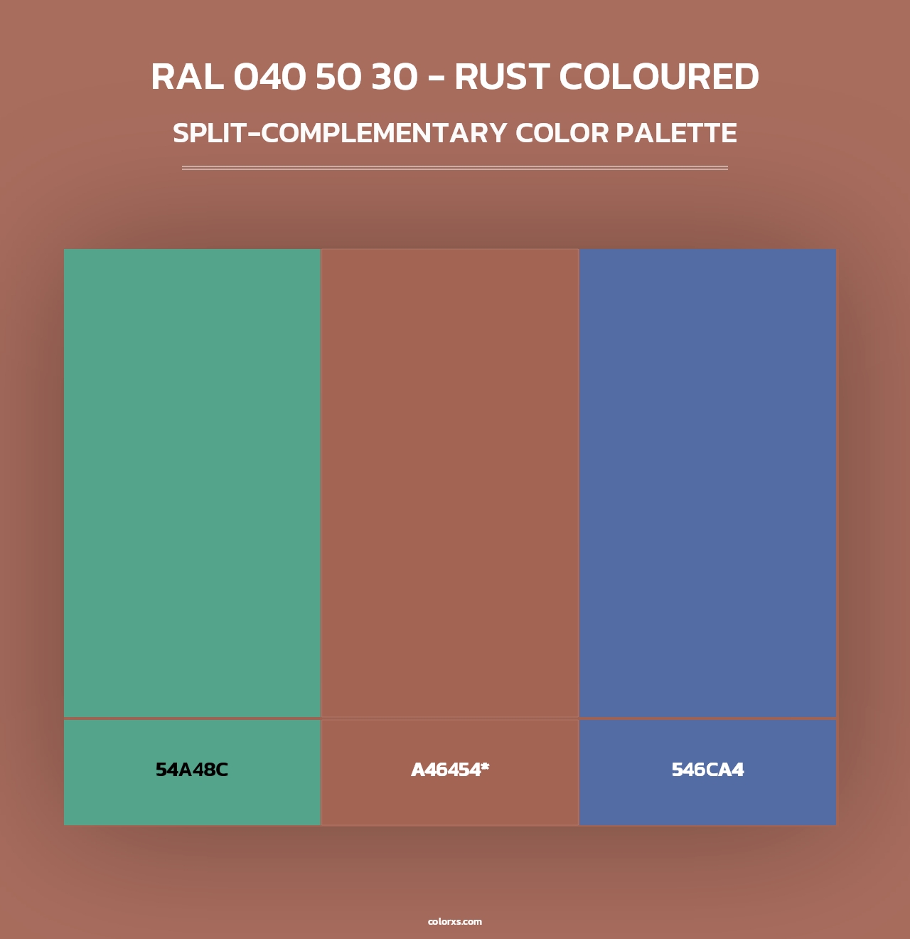RAL 040 50 30 - Rust Coloured - Split-Complementary Color Palette