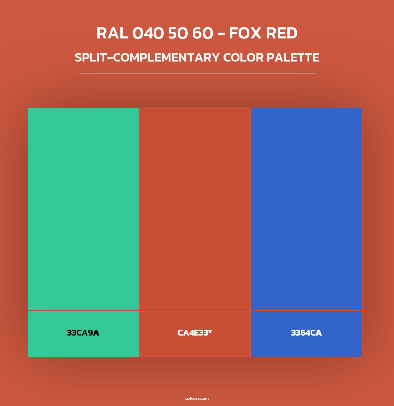 RAL 040 50 60 - Fox Red - Split-Complementary Color Palette