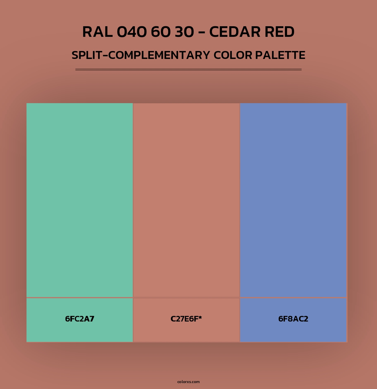RAL 040 60 30 - Cedar Red - Split-Complementary Color Palette