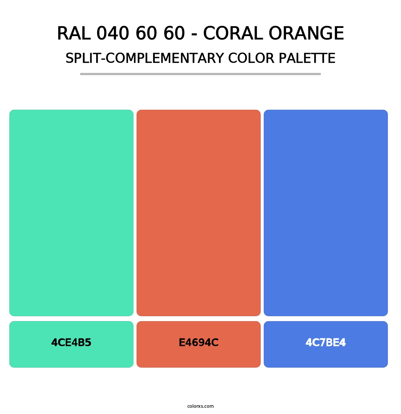 RAL 040 60 60 - Coral Orange - Split-Complementary Color Palette