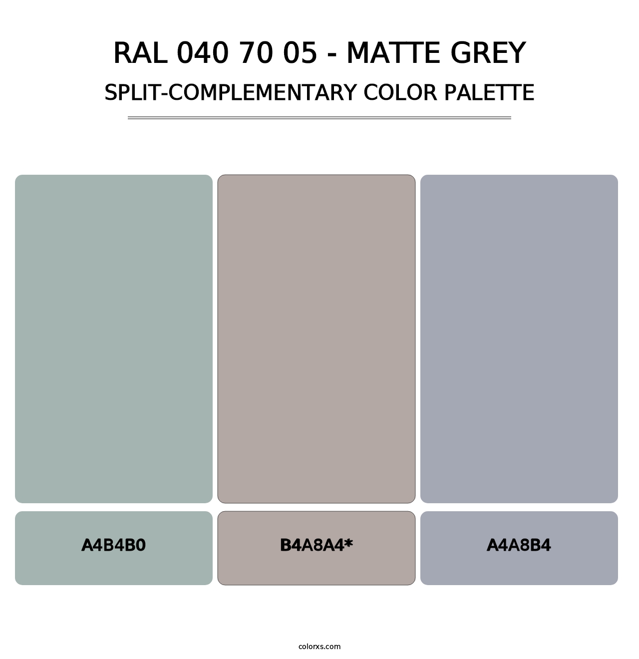 RAL 040 70 05 - Matte Grey - Split-Complementary Color Palette