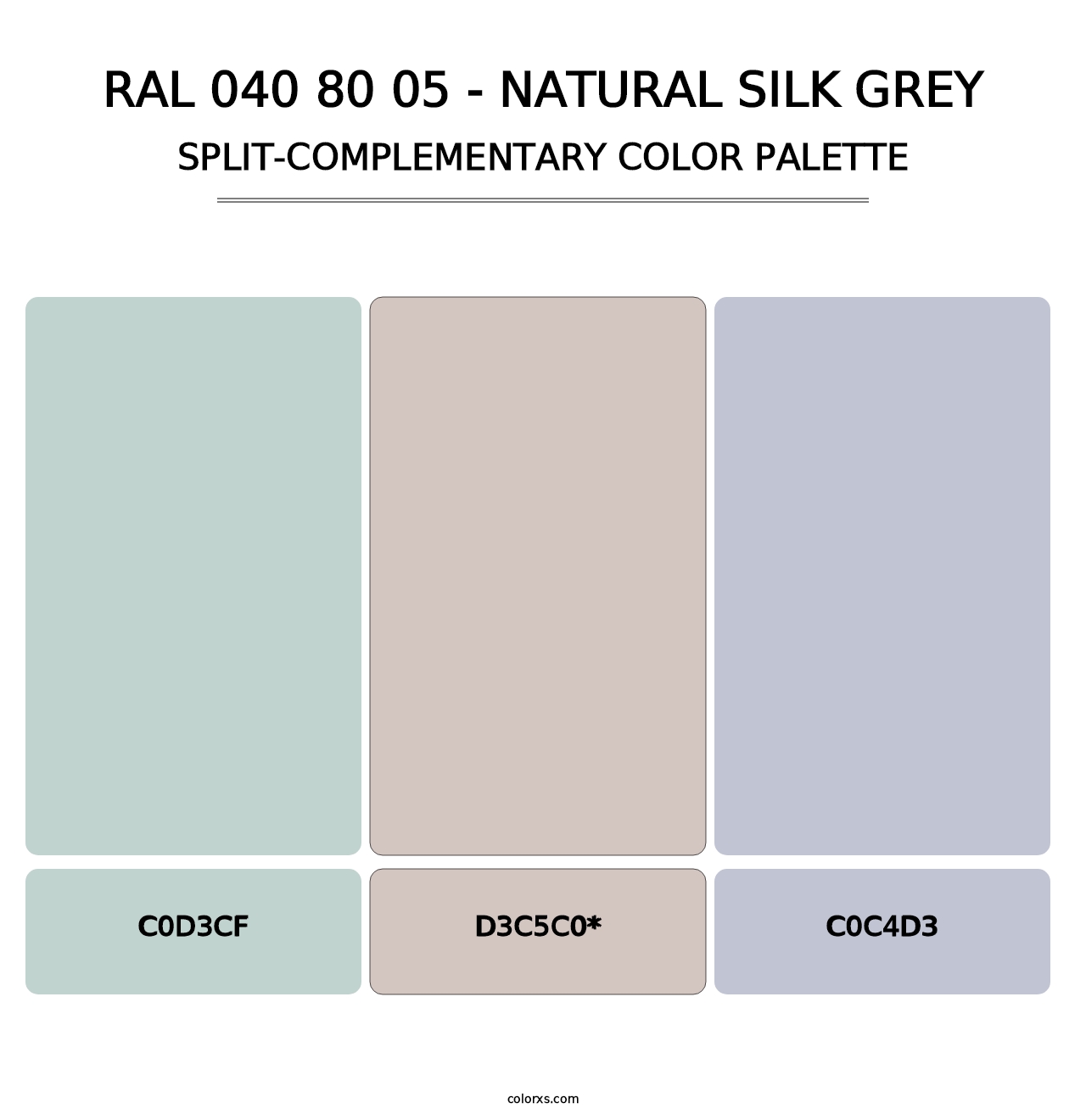 RAL 040 80 05 - Natural Silk Grey - Split-Complementary Color Palette