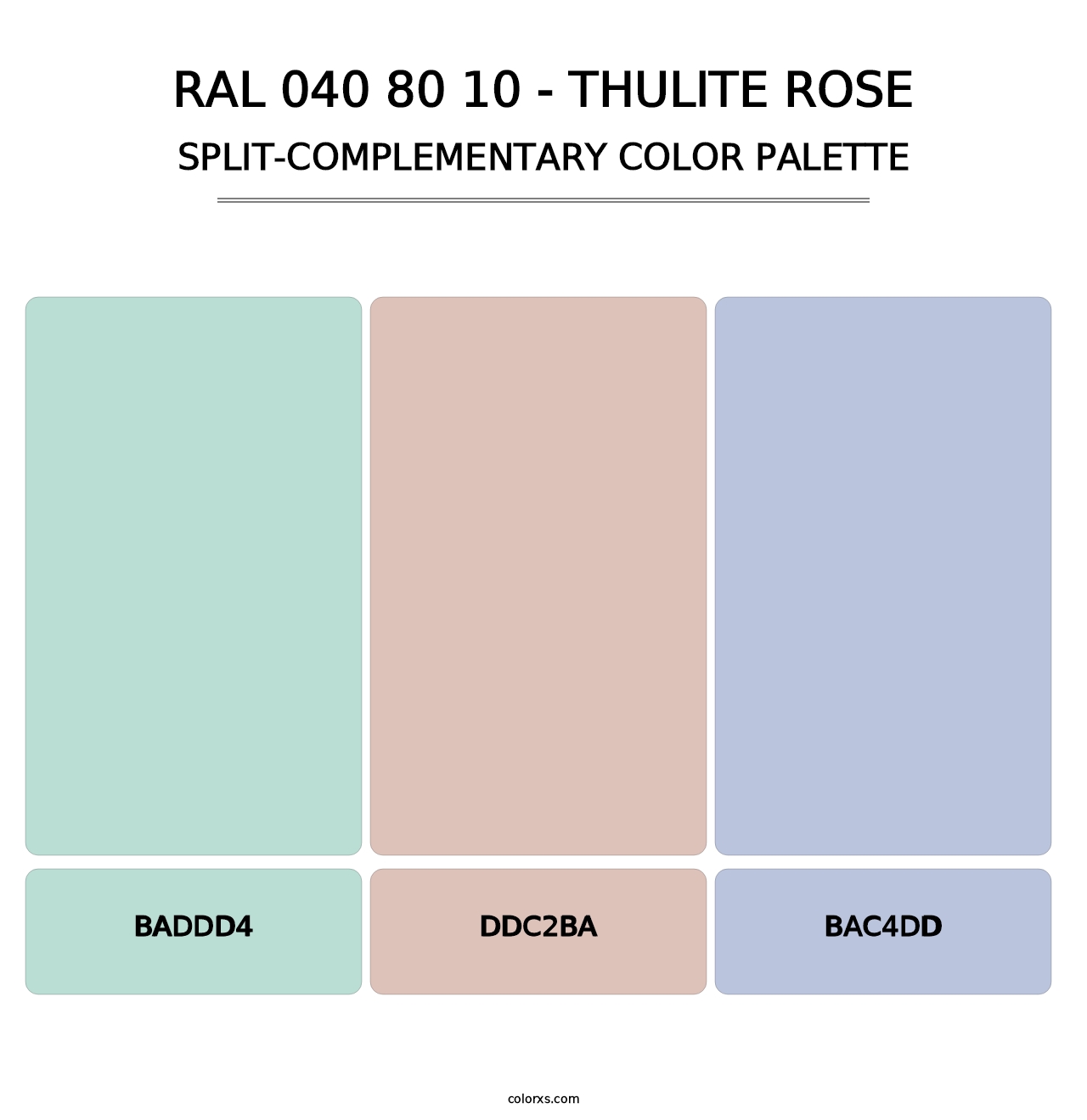 RAL 040 80 10 - Thulite Rose - Split-Complementary Color Palette