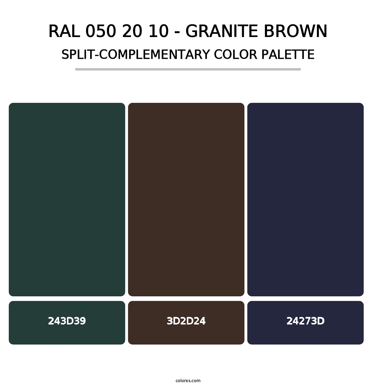 RAL 050 20 10 - Granite Brown - Split-Complementary Color Palette