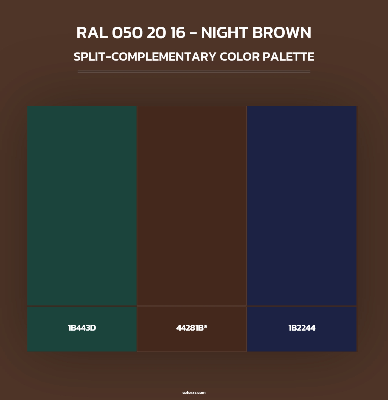RAL 050 20 16 - Night Brown - Split-Complementary Color Palette
