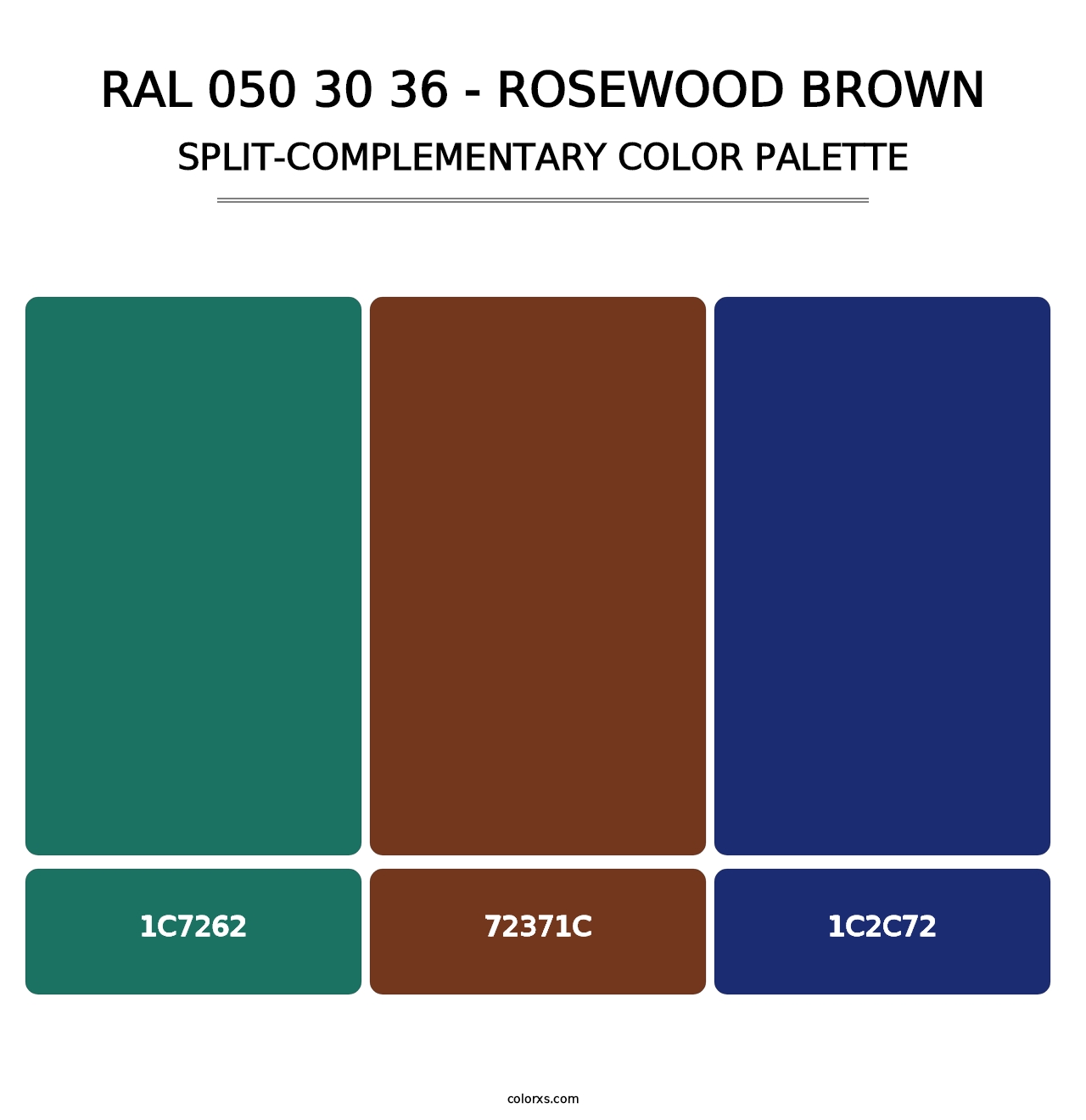RAL 050 30 36 - Rosewood Brown - Split-Complementary Color Palette
