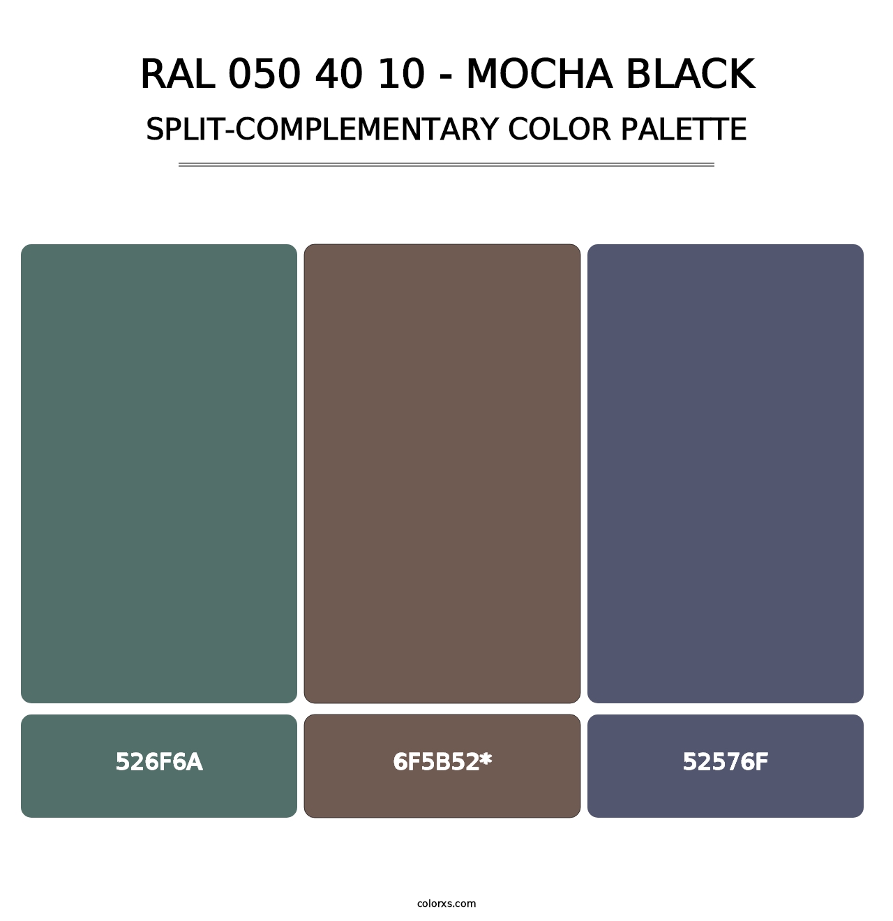 RAL 050 40 10 - Mocha Black - Split-Complementary Color Palette