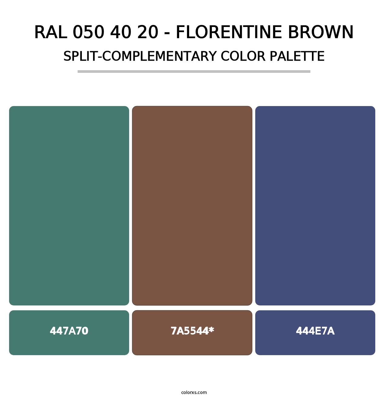 RAL 050 40 20 - Florentine Brown - Split-Complementary Color Palette
