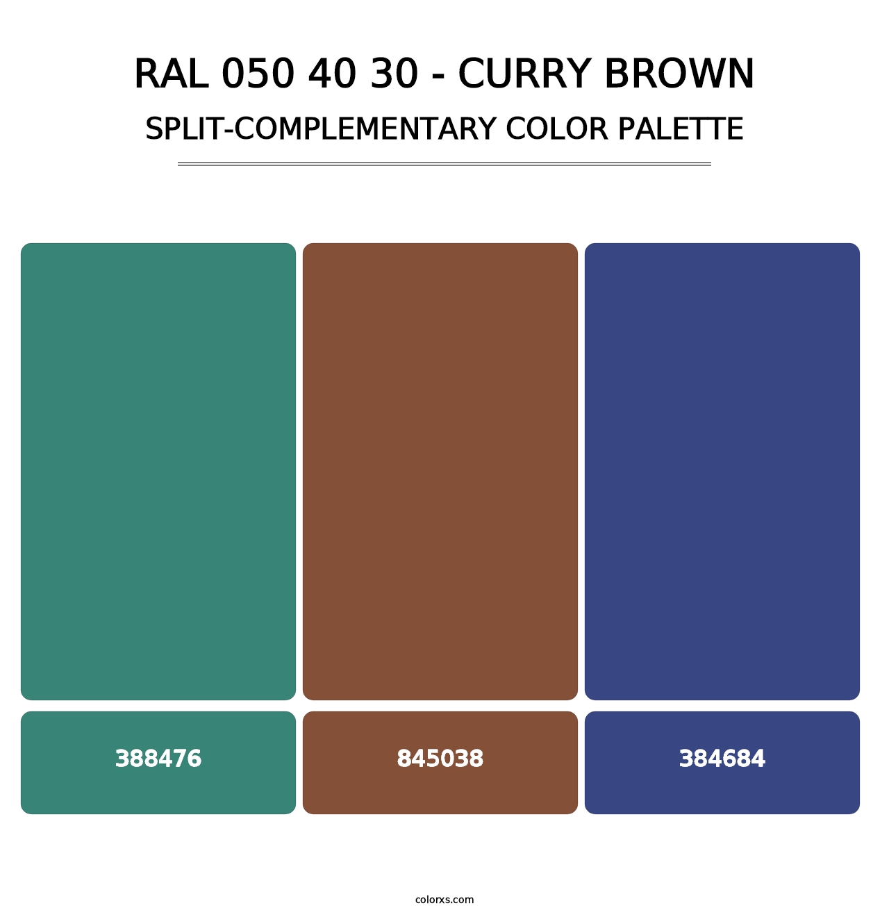 RAL 050 40 30 - Curry Brown - Split-Complementary Color Palette