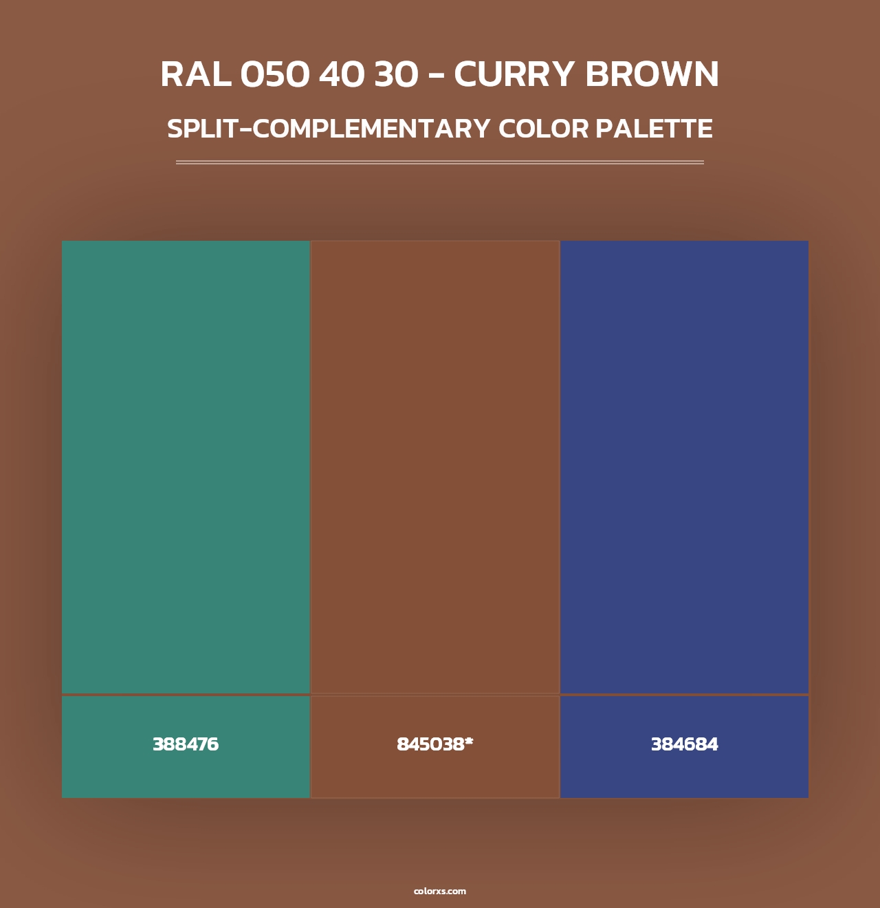 RAL 050 40 30 - Curry Brown - Split-Complementary Color Palette