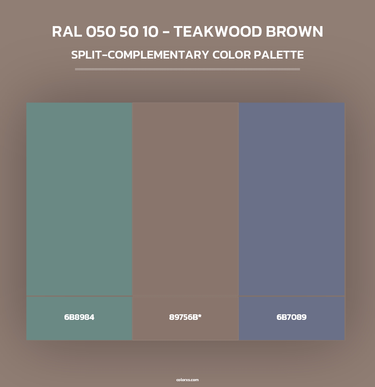 RAL 050 50 10 - Teakwood Brown - Split-Complementary Color Palette