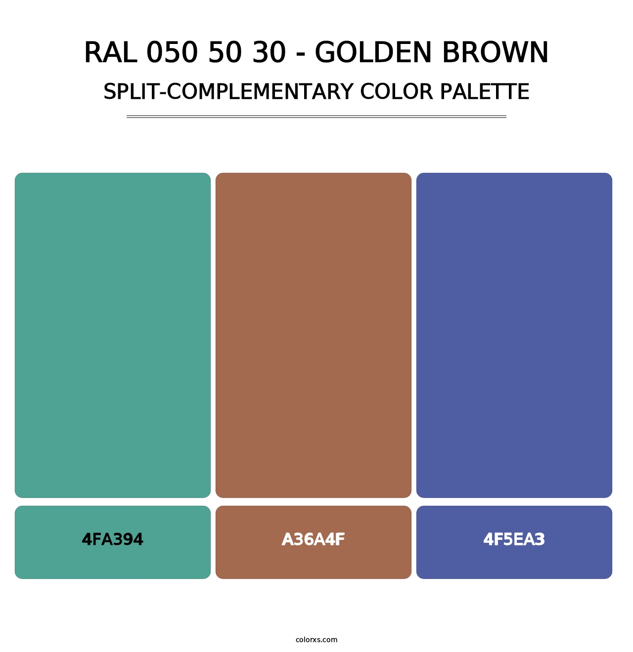 RAL 050 50 30 - Golden Brown - Split-Complementary Color Palette
