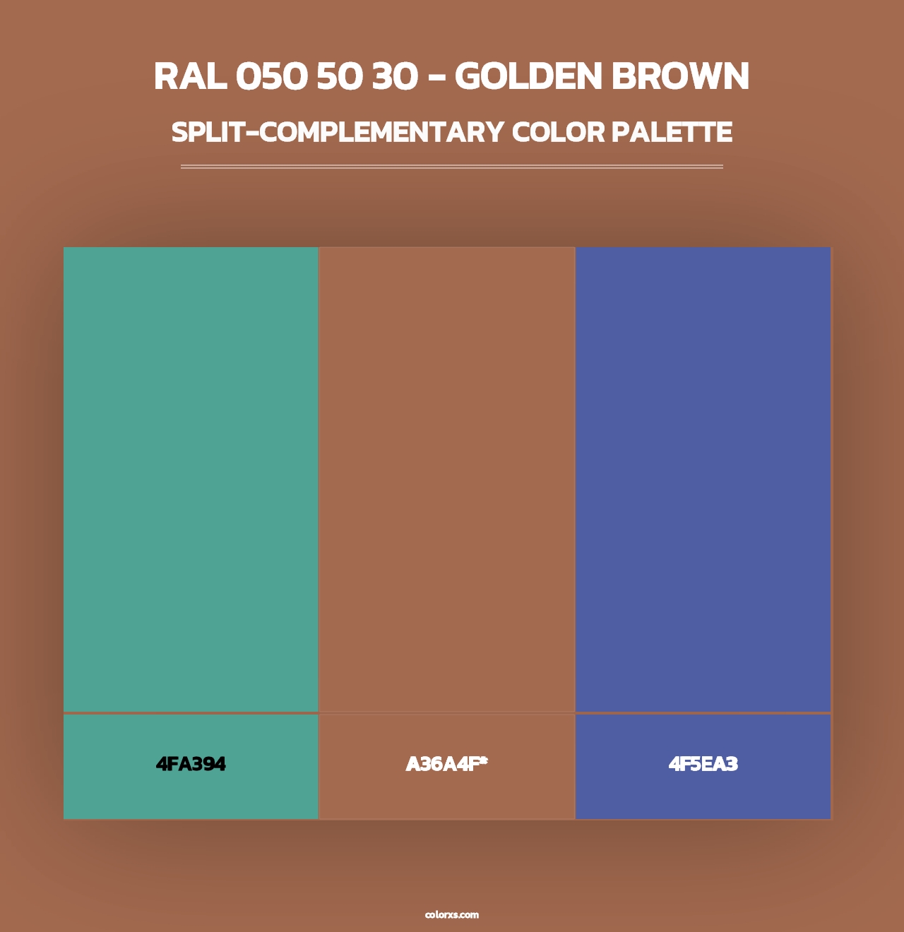 RAL 050 50 30 - Golden Brown - Split-Complementary Color Palette