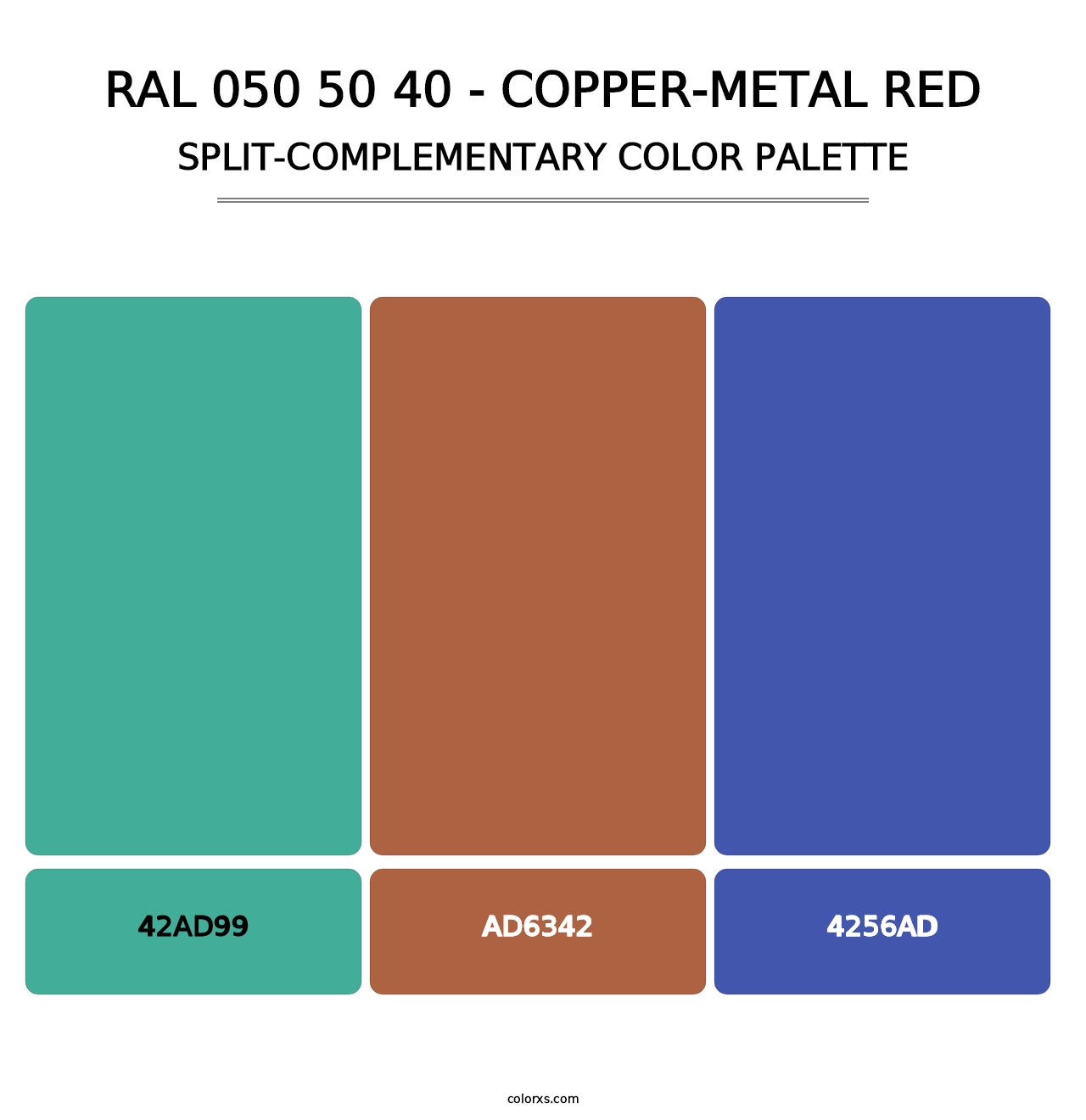 RAL 050 50 40 - Copper-Metal Red - Split-Complementary Color Palette
