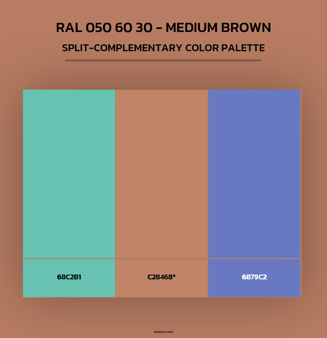 RAL 050 60 30 - Medium Brown - Split-Complementary Color Palette