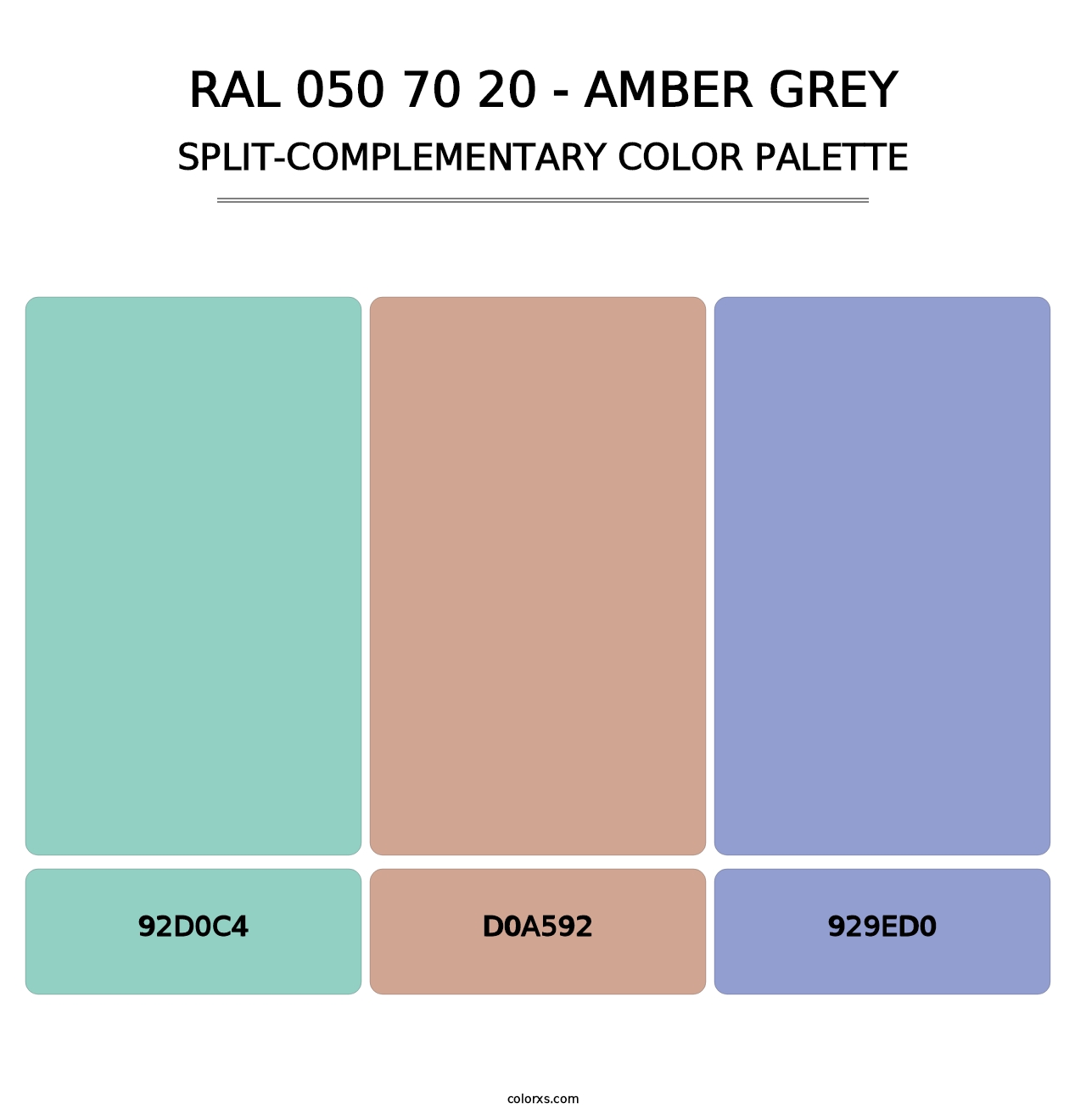 RAL 050 70 20 - Amber Grey - Split-Complementary Color Palette